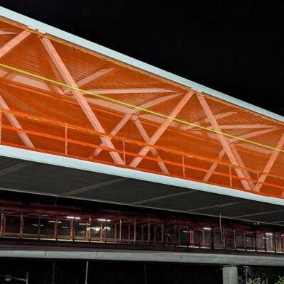 TallRail protecting a pedestrian overpass during construction.